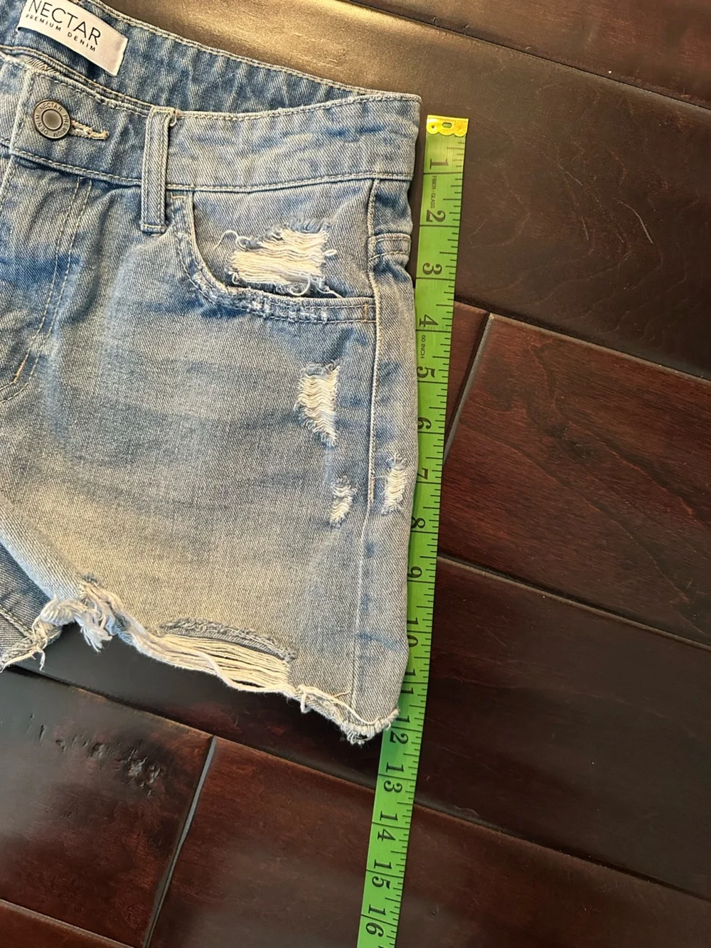 Nectar Premium Denim Raw Hem Light Blue Denim Shorts Small